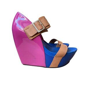 United Nude Hybrid Rubber Wedge Colorblock Platform Sandal - Size 37